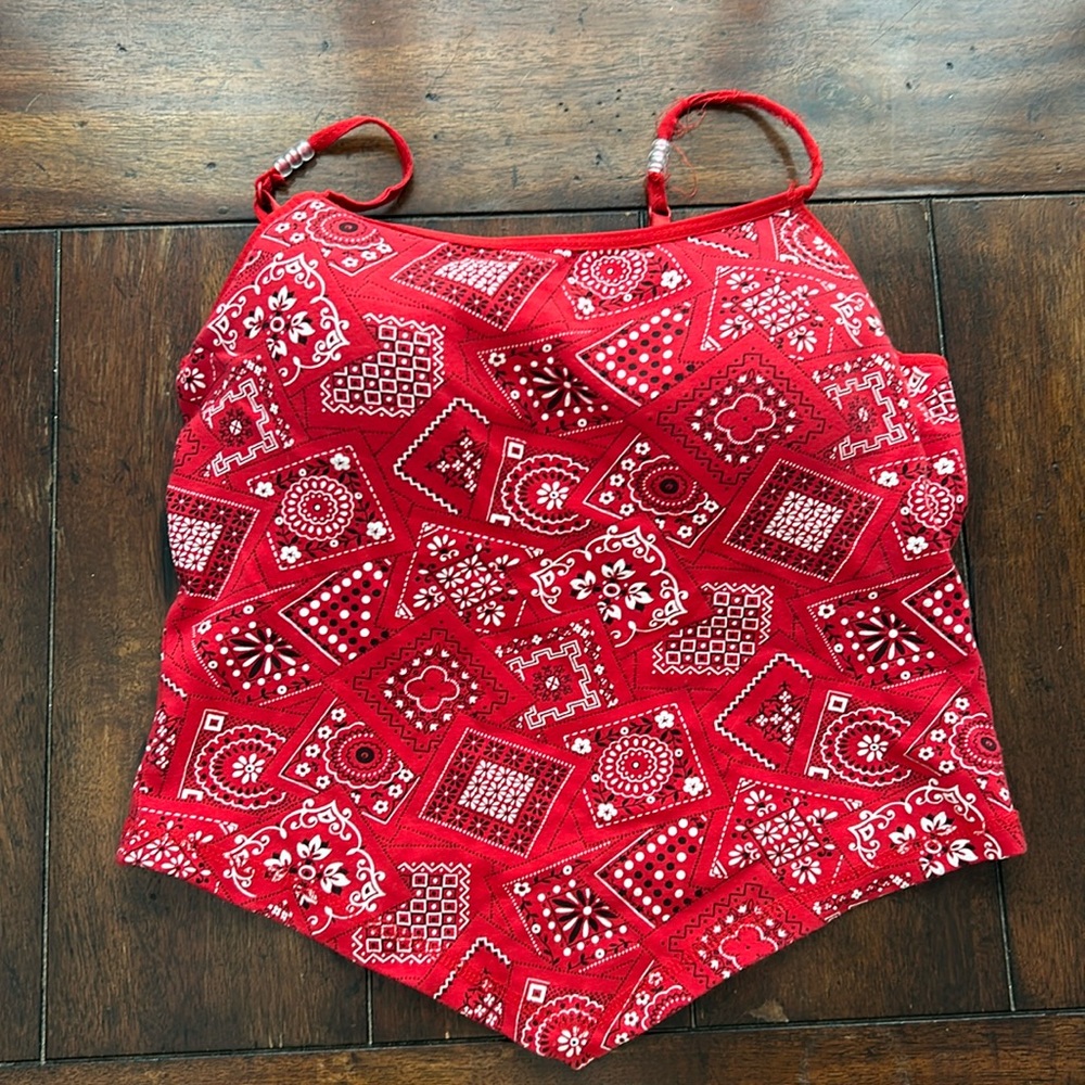 Red Bandana Print Top Size L
